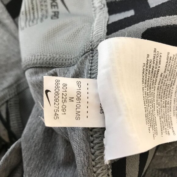 NIKE PRO -MEN'S MEDIUM - GRAY POLYESTER BLEND 3/4 TIGHTS - 801225-091 - Picture 7 of 9
